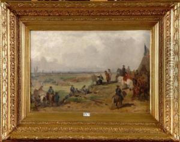 Le Peintre Sur La Champ De Bataille Oil Painting - Joseph Van Severdonck