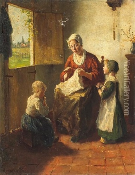 Motherly Care Oil Painting - Bernard de Hoog