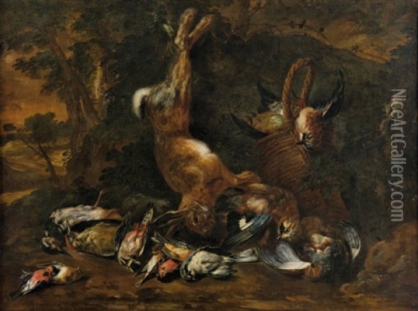 Nature Morte Au Lievre Et Becasses Oil Painting - Jan Peter van Bredael the Elder
