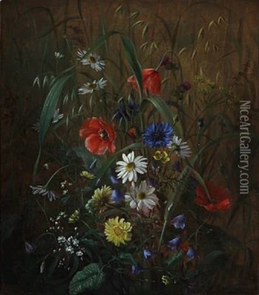 Field Flowers Oil Painting - Emma Augusta Thomsen