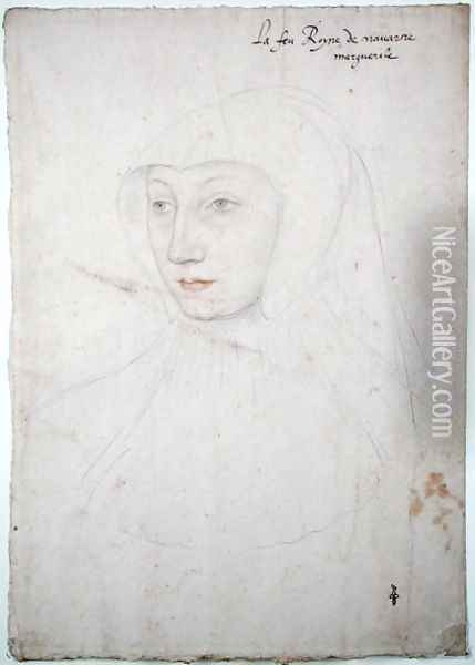 Marguerite de Valois or d'Orleans-Angouleme (1492-1549) c.1525-27 Oil Painting - (studio of) Clouet