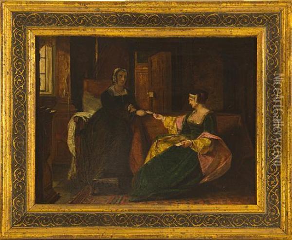 Card Players In Parlor Oil Painting - Augustus Leopold Egg
