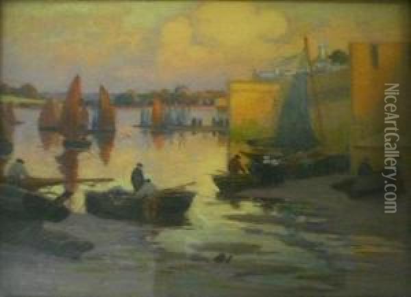 Port Breton Oil Painting - Mathurin Janssaud