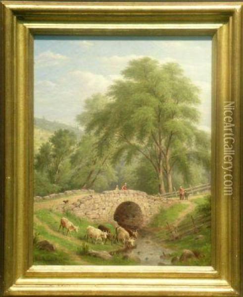Bridge In Ulster County, New York Oil Painting - William Rickarby Miller