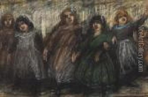 Dasende Meisjes Oil Painting - Eugeen Van Mieghem