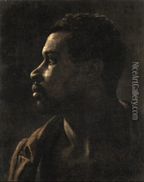 Portrait D'un Homme Noir, De Profil Vers La Gauche Oil Painting - Leon Mathieu Cochereau