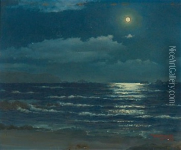 Costas De Chile. Pichilemu. Luna Llena Oil Painting - Horatio Gerardo Garcia