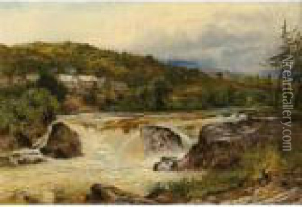 Near Bettws-y-coed, The Junction Of The Conway And The Llugwy Oil Painting - Benjamin Williams Leader