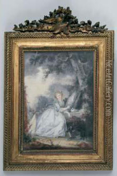 Jeune Femme Assise Dans Un Parc Oil Painting - Claude Jean-Bapt. Hoin