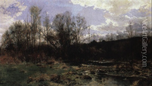 Marsh And Woods Oil Painting - Hugh Bolton Jones
