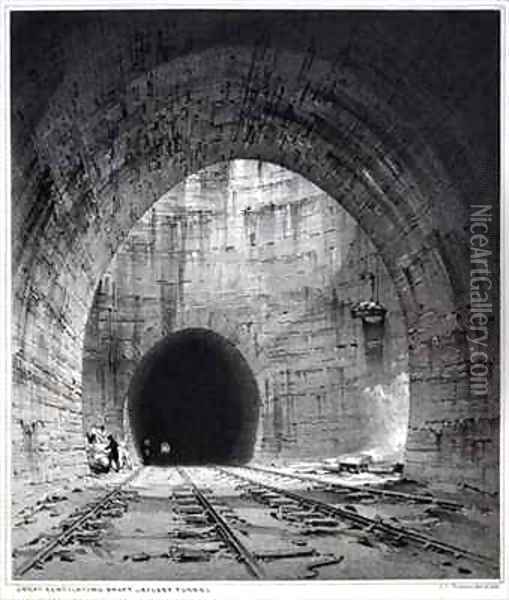 Great ventilating shaft, Kilsby Tunnel, Northamptonshire Oil Painting - John Cooke Bourne