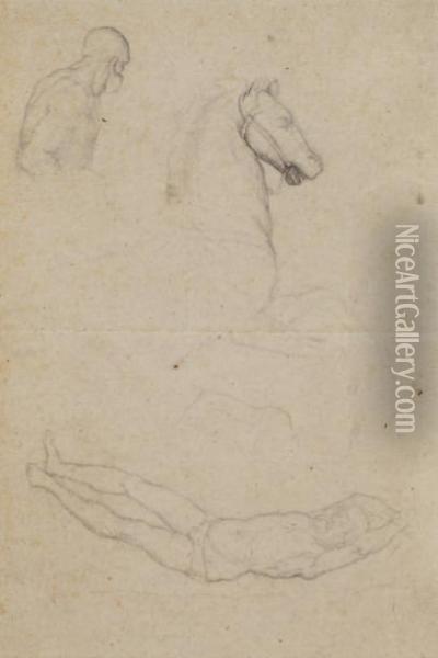 Feuille D'etudes Recto-verso, D'apres Les Maitres Anciens Oil Painting - Edgar Degas