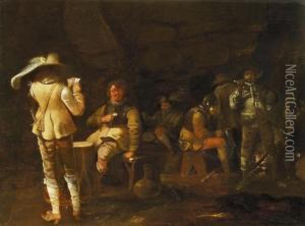 Soldaten Beim Kartenspiel In Einem Gewolbe Oil Painting - Pieter Jansz. Quast