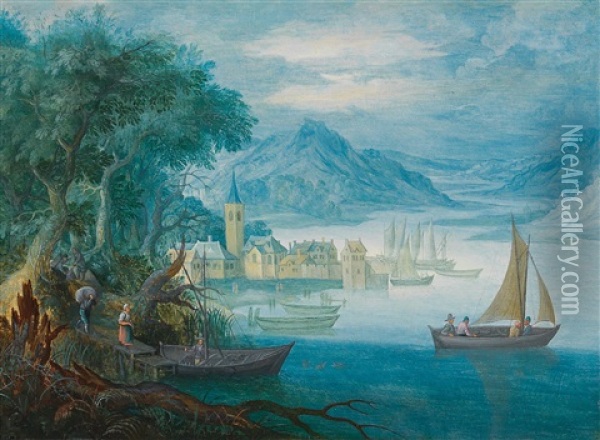An Extensive River Landscape Oil Painting - Jasper van der Laanen