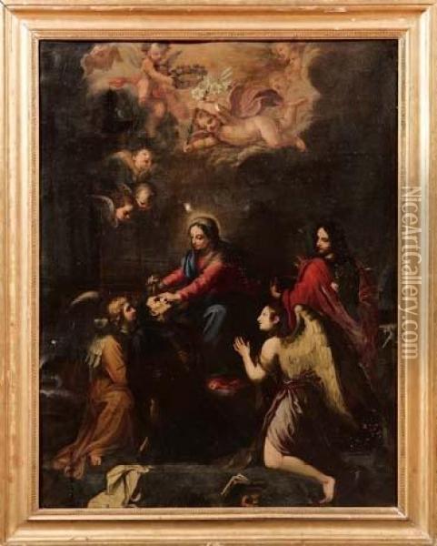 Madonna Con Angeli E Santi Oil Painting - Stefano Maria Legnani