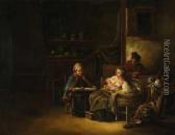 Familiengluck Oil Painting - Jean-Baptiste Le Prince