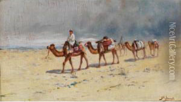 Kamel-karawane In Der Wuste Oil Painting - Richard Karlovich Zommer