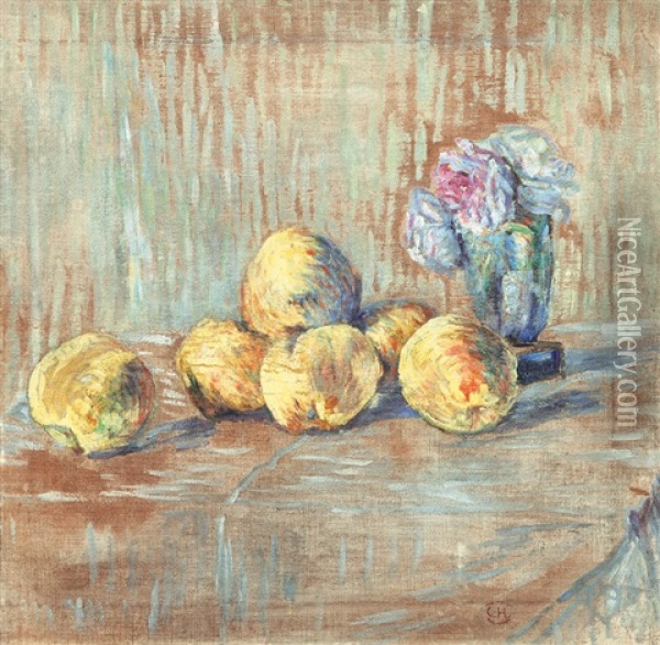 Still Life With Fruits Oil Painting - Curt Herrmann
