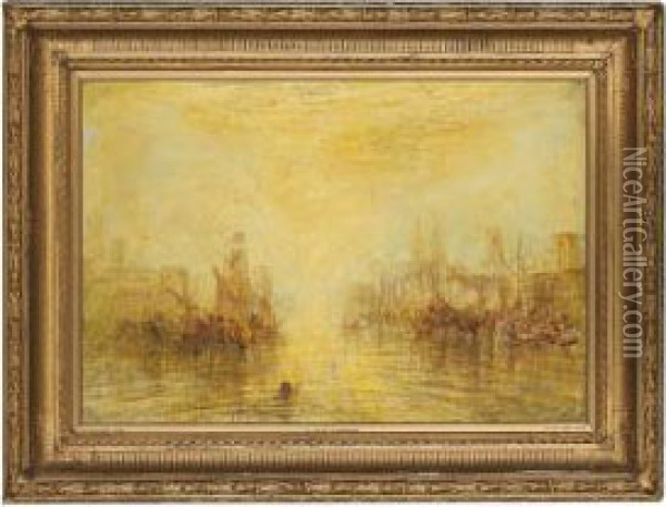 Ships At Sunset Oil Painting - Joseph Mallord William Turner