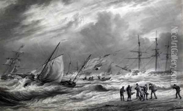 Situation Of Hm Sloop 'childe' Oil Painting - William Joy