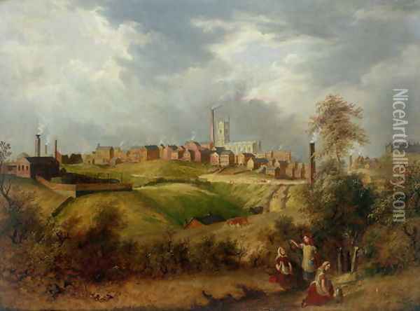 Oldham from Glodwick Oil Painting - James Howe Carse