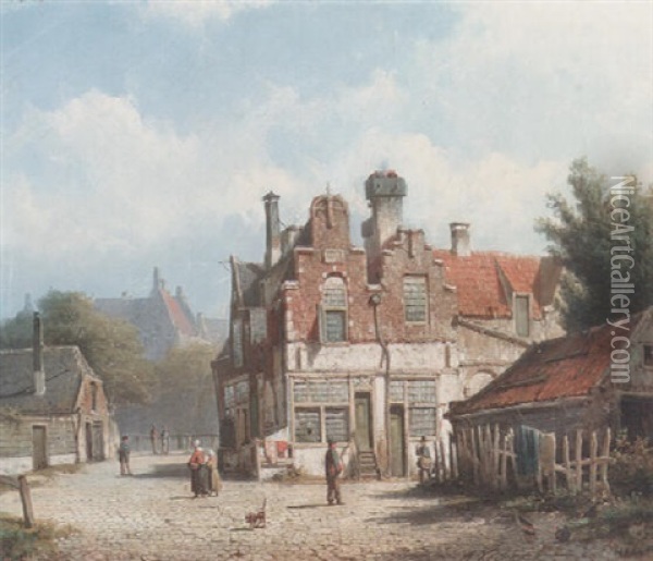 A Dutch Town Scene Oil Painting - Willem Koekkoek
