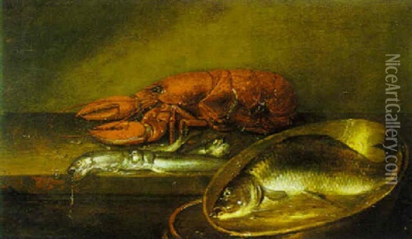 Still Life Of Lobster And Fish Oil Painting - Alexander Adriaenssen the Elder