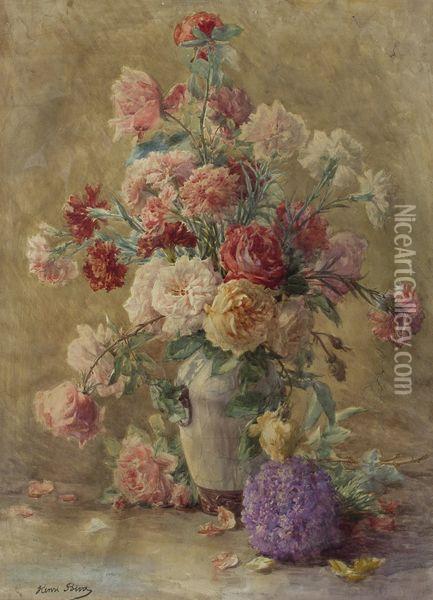 Bouquet De Roses Oil Painting - Henri Biva