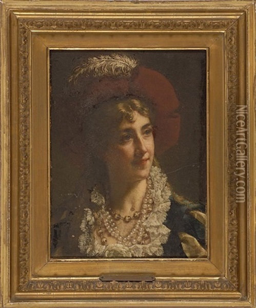 Portraits Of Ladies (2 Works) Oil Painting - Jan Portielje