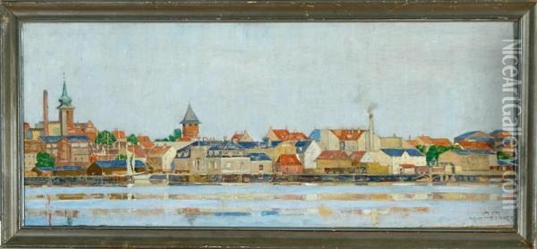 Habour Scenery From Korsor Town, Denmark Oil Painting - Marie Henriques