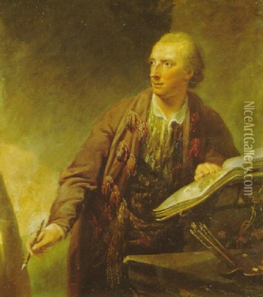 Portrait Of An Artist (john Taylor Of Bath?) Oil Painting - Robert Edge Pine
