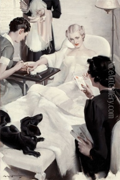 Pampered Treatment Oil Painting - Charles Edward Chambers