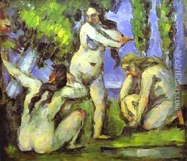 Three Bathers 2 Oil Painting - Paul Cezanne