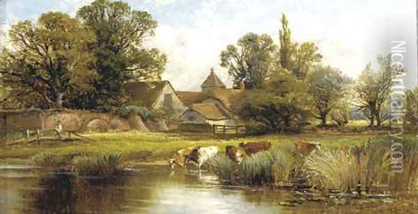 On the river Oil Painting - Alfred Glendening