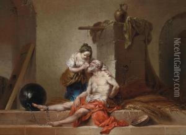 Caritas Romana Oil Painting - Januarius Zick