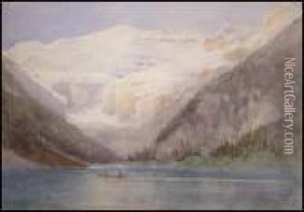 Lake Louise Near Lagan Oil Painting - Frederic Marlett Bell-Smith