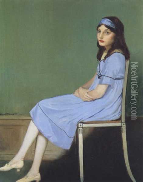 Portrait De La Derniere Fille De L'artiste (?) Oil Painting - William Ablett