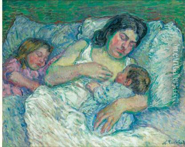 Maternite, Madame Tarkhoff Et Ses Enfants Oil Painting - Nicolas Tarkhoff