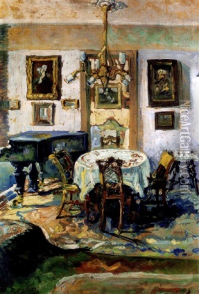 A Muvesz Otthona (the Artist's Home) Oil Painting - Hugo Scheiber