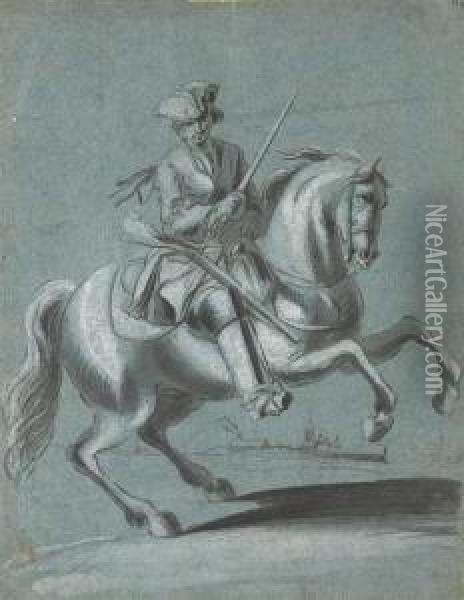 Un Cavalier Portant Un Tricorne Dans Un Paysage Oil Painting - Charles Parrocel
