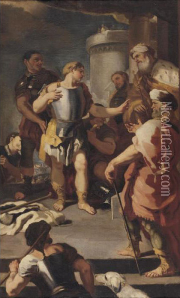 David Refusing The Armor Of King Saul Oil Painting - Francesco Solimena
