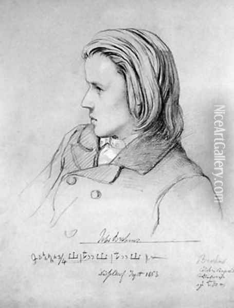 Johannes Brahms 1833-97 Oil Painting - Jean Joseph Bonaventure Laurens
