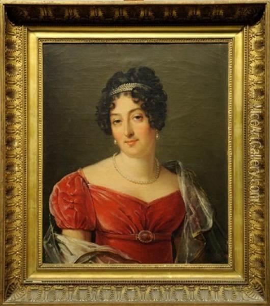 Portrait D'homme Et Portrait D'une Femme Au Collier De Perles (pair) Oil Painting - Francois Pascal Simon Gerard