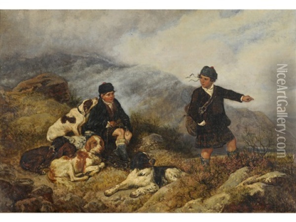 The Young Hunters Oil Painting - John William Bottomley