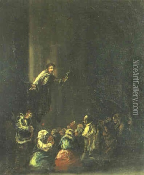 El Sermon Oil Painting - Eugenio Lucas Villamil