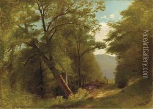 In The Keene Valley Oil Painting - William M. Hart