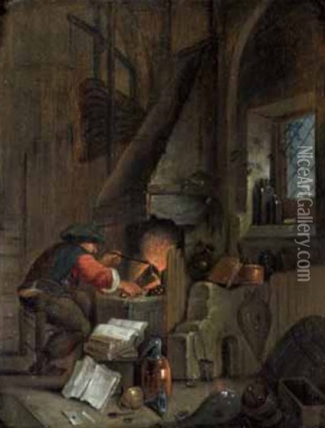 Alchimista Nel Suo Laboratorio Oil Painting - Jan Josef Horemans the Elder