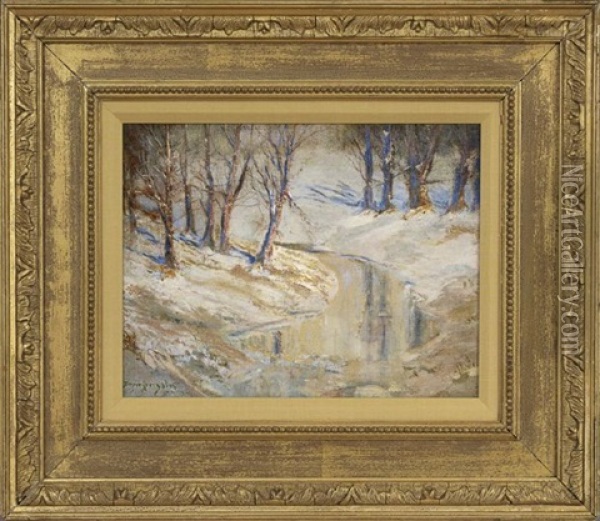 Snow Covered Wooded Landscape Oil Painting - Boyer Gonzales