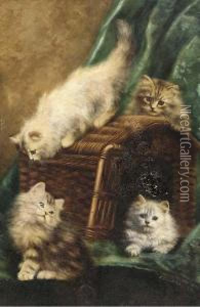 Kittens On A Basket Oil Painting - Agnes Augusta Talboys