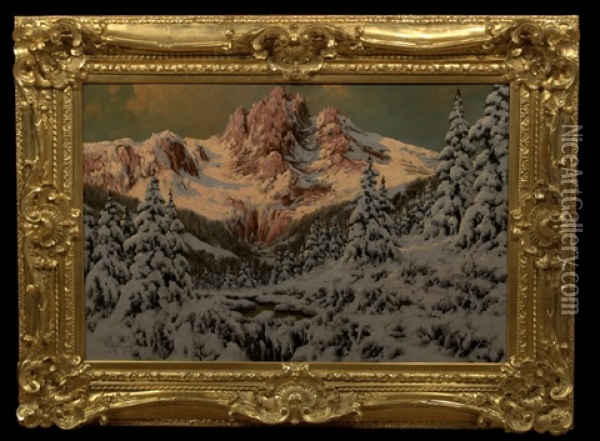 Alpine Landscape Oil Painting - Antal (Laszlo) Neogrady